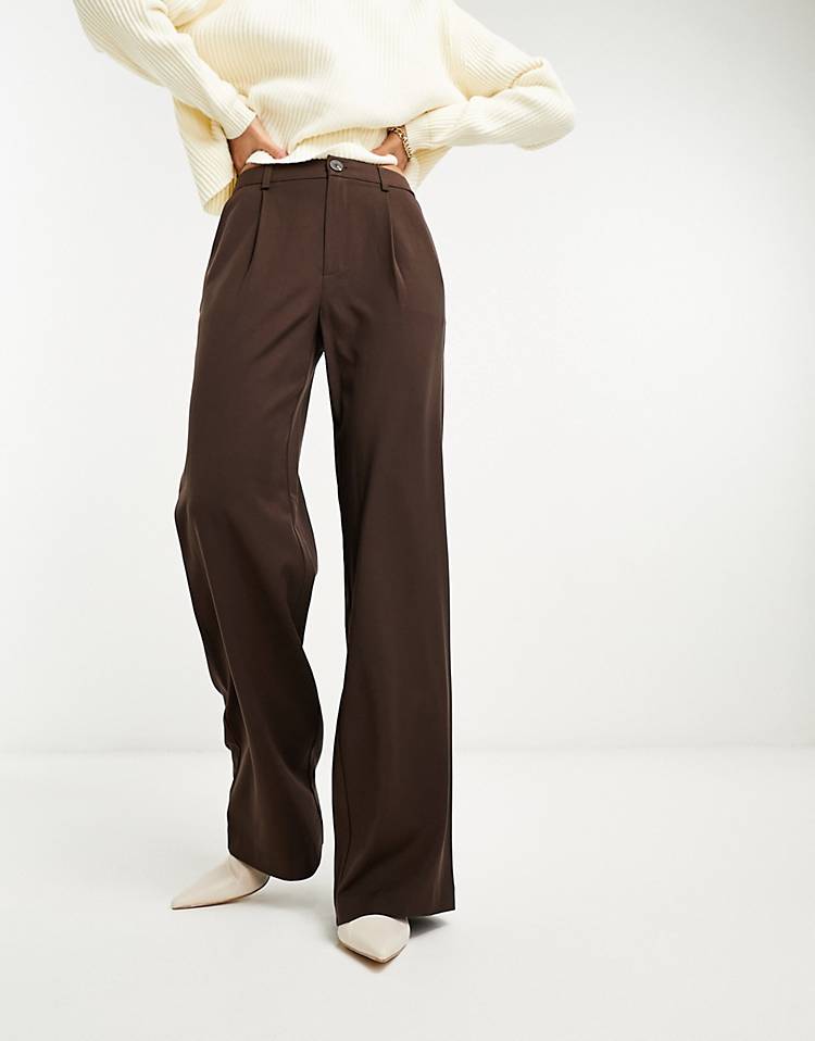 Stradivarius tailored wide leg pants in brown